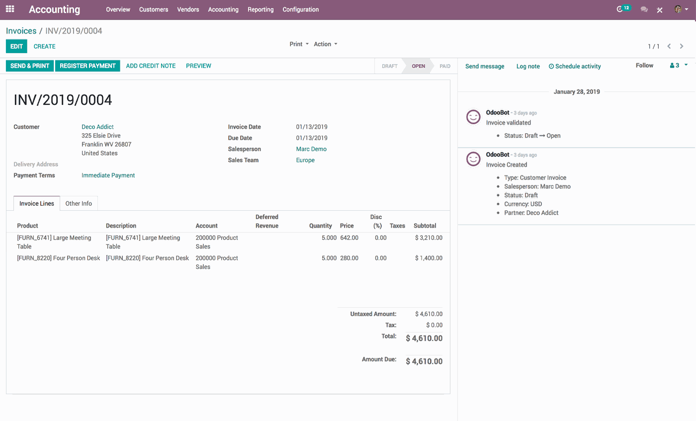 Odoo • Testo e immagine