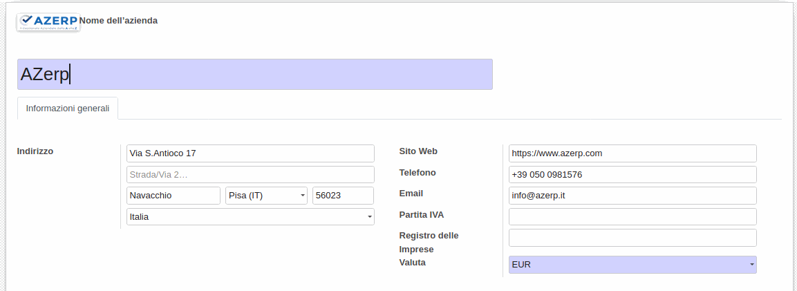 Odoo • Immagine e testo